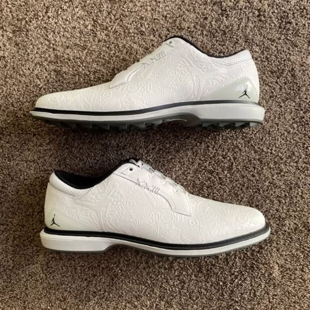 Mens Size 12 Nike Golf Shoes Air Jordan ADG 5 Round Toe White Black FQ6642-102